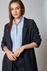 Granatowa wełniana Marynarka gładka 100% wełny włoskiej z podszewką
