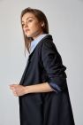 Granatowa wełniana Marynarka gładka 100% wełny włoskiej z podszewką