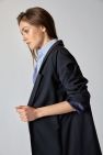 Granatowa wełniana Marynarka gładka 100% wełny włoskiej z podszewką