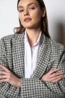 Biało czarna wełniana pepitkowa Marynarka Dwurzędowa 100% wełny Pure Elegance z poduszkami a la chanel edycja limitowana