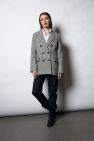 Biało czarna wełniana pepitkowa Marynarka Dwurzędowa 100% wełny Pure Elegance z poduszkami a la chanel edycja limitowana