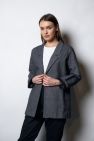 Wełniana Marynarka delikatna jodełka szara LOOSE and ELEGANCE 100% Wełny