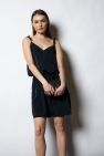 Prosta Jedwabna krótka czarna sukienka na regulowanych ramiączkach