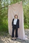 Czarna lniana oversize Marynarka Loose and Elegance Czarny len