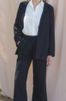 Czarna lniana oversize Marynarka Loose and Elegance Czarny len