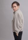 100% WEŁNIANA Kurtka BOMBER ASPEN LOOK melanżowy beż z bardzo szerokim rękawem bufką