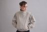100% WEŁNIANA Kurtka BOMBER ASPEN LOOK melanżowy beż z bardzo szerokim rękawem bufką