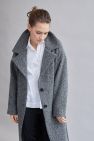 Długi Wełniany zimowy Płaszcz Pieprz sól czarno szary oversize Kind of Magic 100% wełna