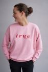 Różowa Bawełniana Bluza True 100% Bawełny Bluza OVERSIZE z napisem 
