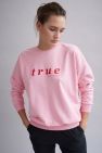 Różowa Bawełniana Bluza True 100% Bawełny Bluza OVERSIZE z napisem 