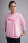 Różowa Bawełniana Bluza True 100% Bawełny Bluza OVERSIZE z napisem 