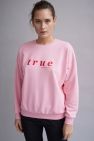 Różowa Bawełniana Bluza True 100% Bawełny Bluza OVERSIZE z napisem 