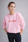Różowa Bawełniana Bluza True 100% Bawełny Bluza OVERSIZE z napisem 