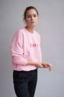 Różowa Bawełniana Bluza True 100% Bawełny Bluza OVERSIZE z napisem 
