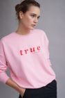 Różowa Bawełniana Bluza True 100% Bawełny Bluza OVERSIZE z napisem 