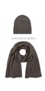 Komplet 100% Merino Wełniana Czapka i Wełniany Zimowy SZAL merino unisex Cappuccino