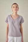 Bluzka w stylu TSHIRTOWYM w serek TENCEL oversize szary