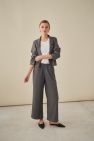 Szare szerokie spodnie Palazzo, kuloty, culottes Wełniane - wełna włoska 100% gładka, miękka