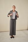 Szare szerokie spodnie Palazzo, kuloty, culottes Wełniane - wełna włoska 100% gładka, miękka