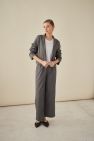 Szare szerokie spodnie Palazzo, kuloty, culottes Wełniane - wełna włoska 100% gładka, miękka