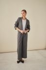 Szare szerokie spodnie Palazzo, kuloty, culottes Wełniane - wełna włoska 100% gładka, miękka