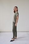 Bluzka w stylu TSHIRTu w serek z TENCELU oversize khaki