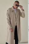 Beżowy oversize'owy bawełniany płaszcz prochowiec z pagonami unisex chłodny beż