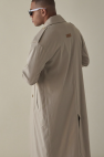 Beżowy oversize'owy bawełniany płaszcz prochowiec z pagonami unisex chłodny beż