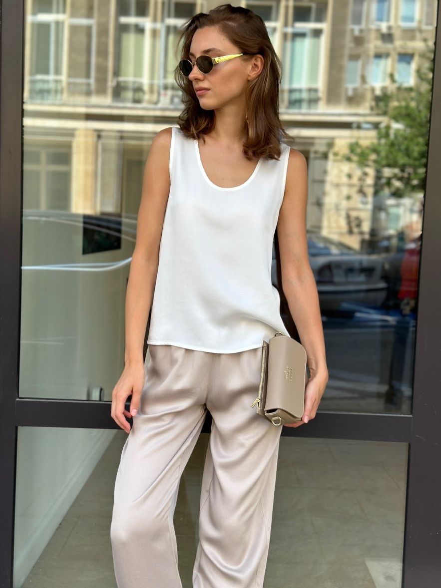 Biały top miły w dotyku tencel 100%