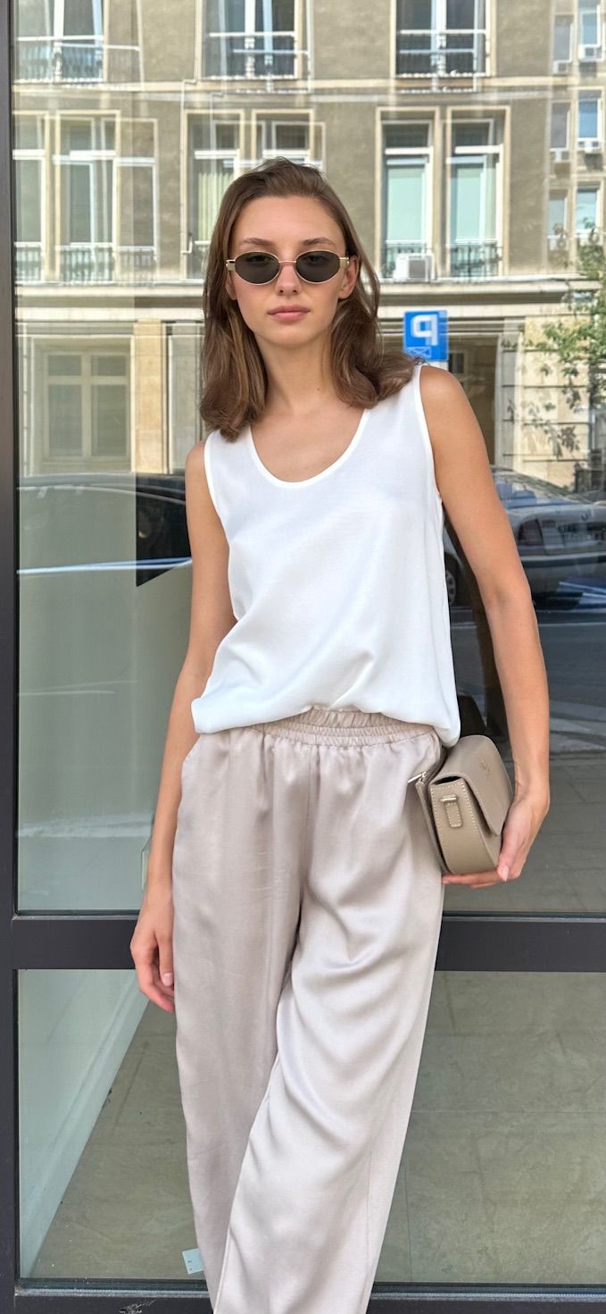 Biały top miły w dotyku tencel 100%