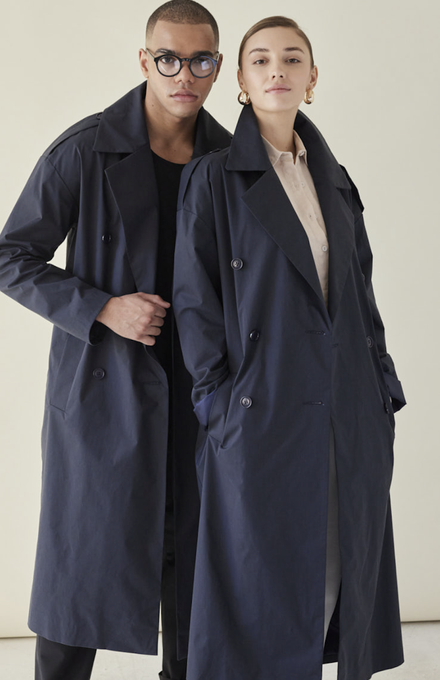 Granatowy bawełniany płaszcz prochowiec Kind Of Magic