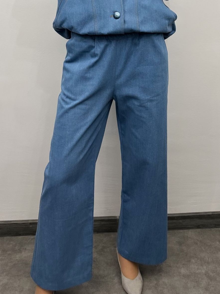 Spodnie jeans szerokie bawełniane KULOTY 100% bawełna LEKKIE BLUE JEANS