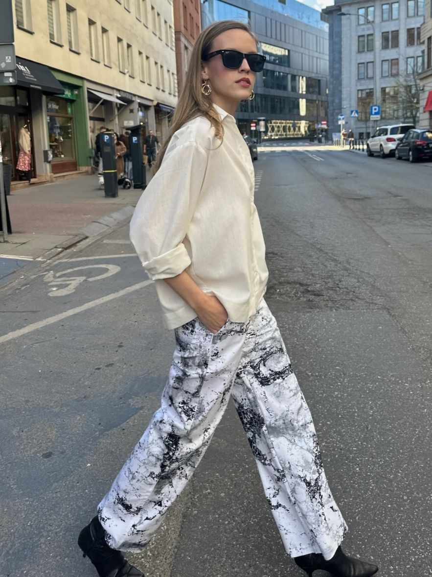 Oversize'owa lniana koszula off white ecru 100% len one size