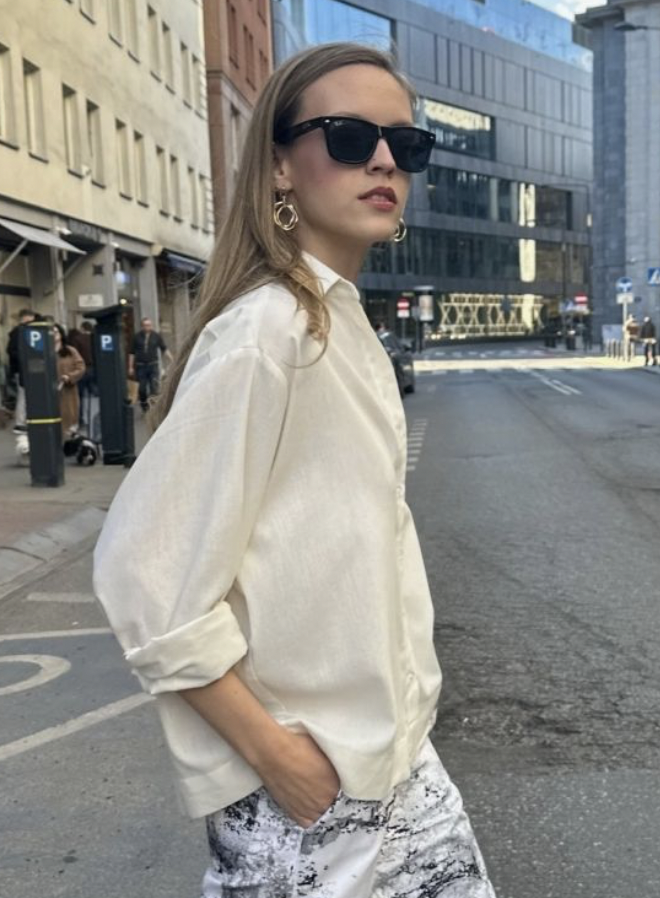 Oversize'owa lniana koszula off white ecru 100% len one size