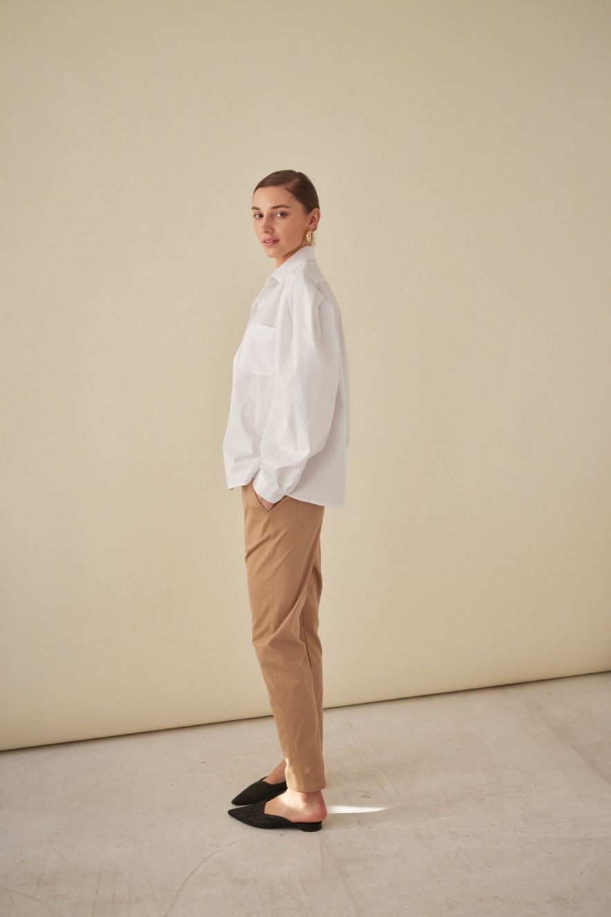 Biała 100% Bawełniana Koszula oversize My Style No. 2 z oryginalnym bufiastym rękawem z bufkami