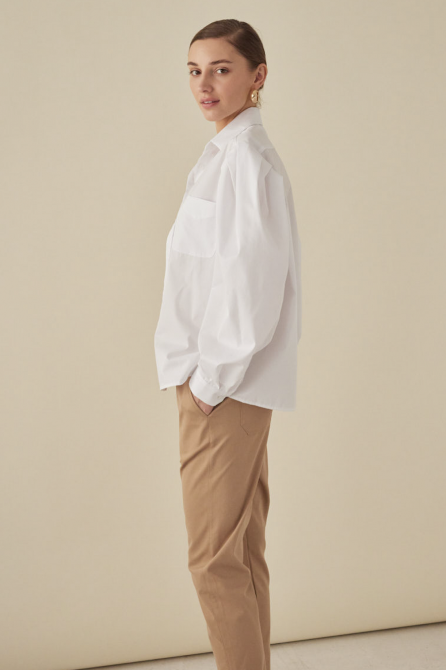 Biała 100% Bawełniana Koszula oversize My Style No. 2 z oryginalnym bufiastym rękawem z bufkami