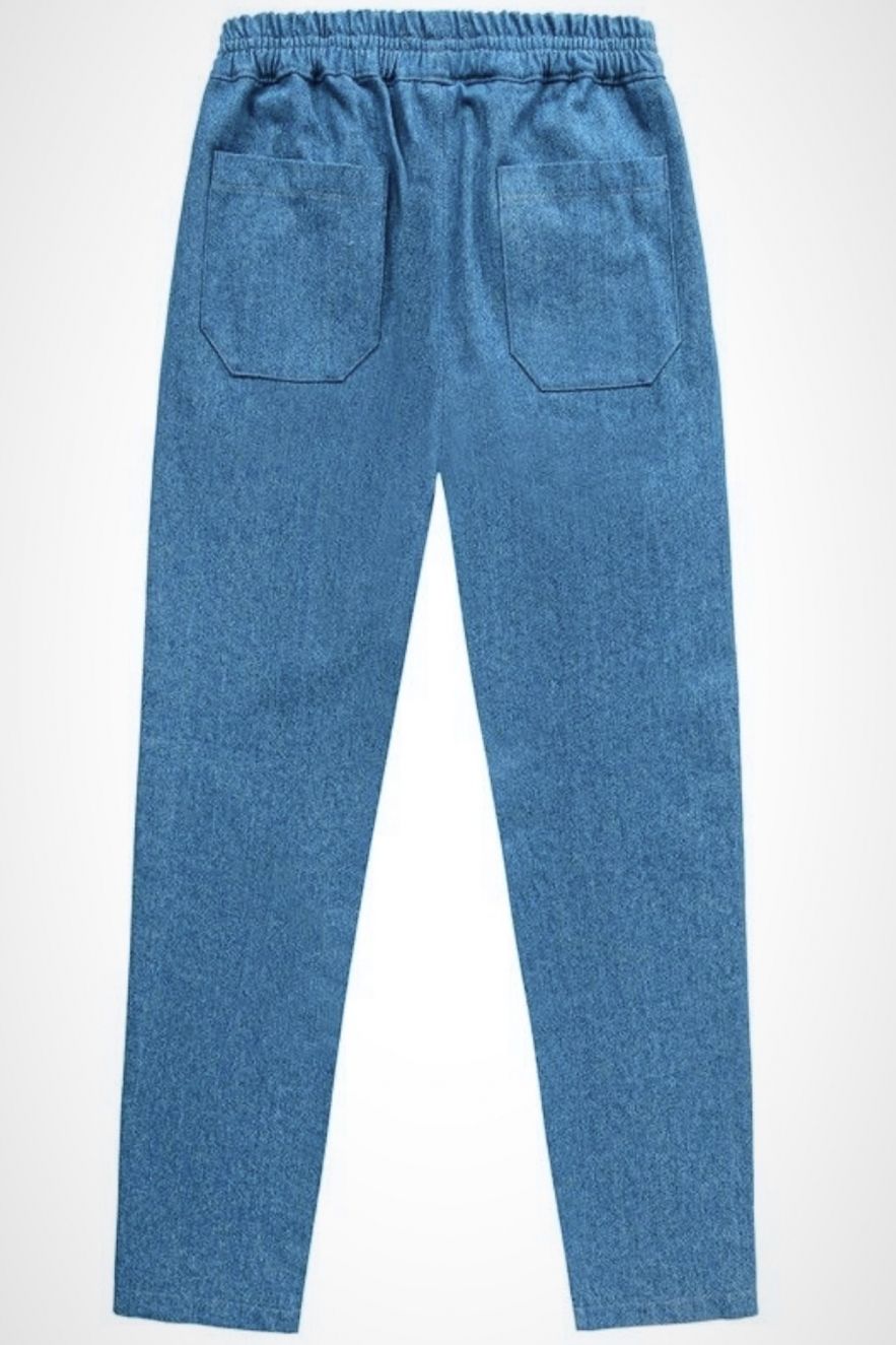 Spodnie jeans zwężane bawełniane LOOSE 100% bawełna LEKKIE BLUE JEANS 