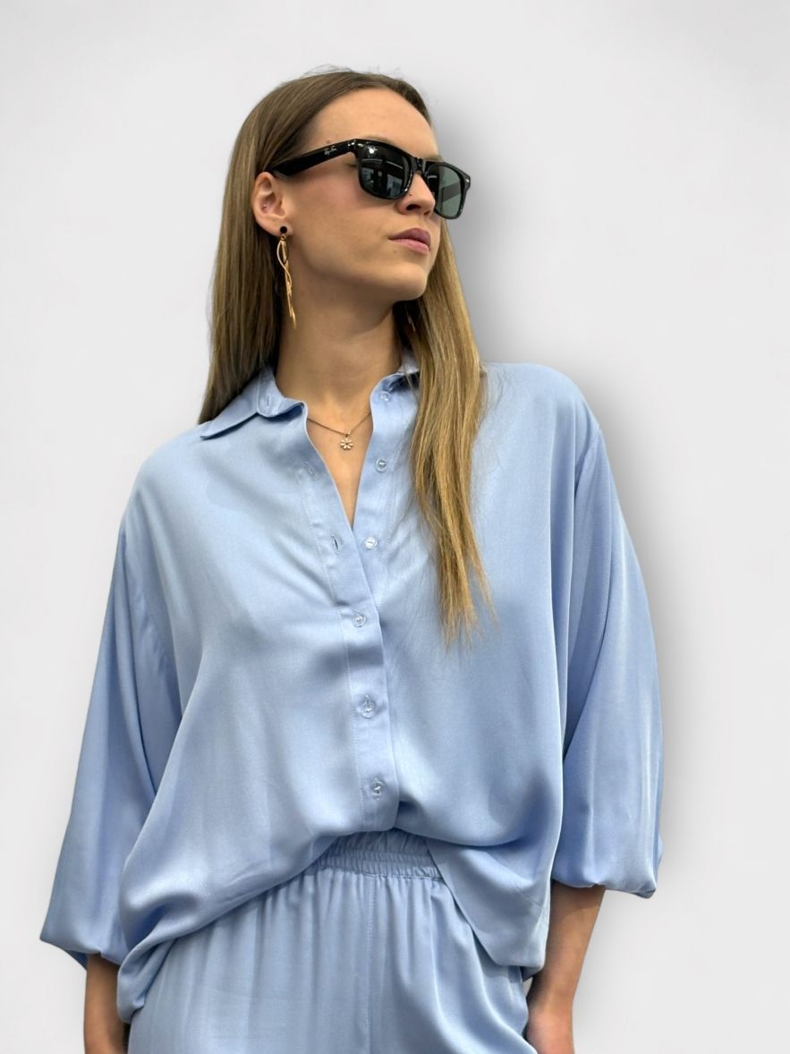 Koszula MY STYLE błękitna gładka oversize 100% wiskozy