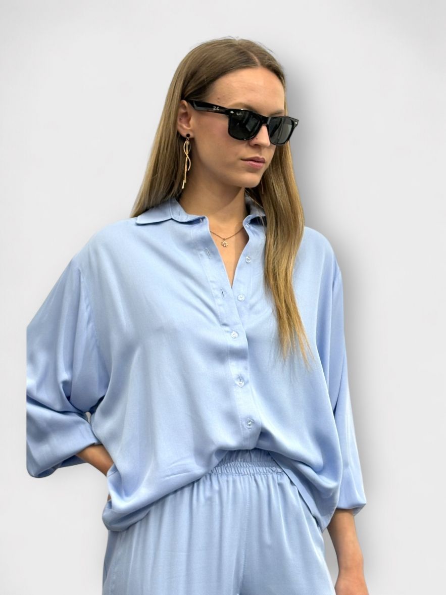 Koszula MY STYLE błękitna gładka oversize 100% wiskozy