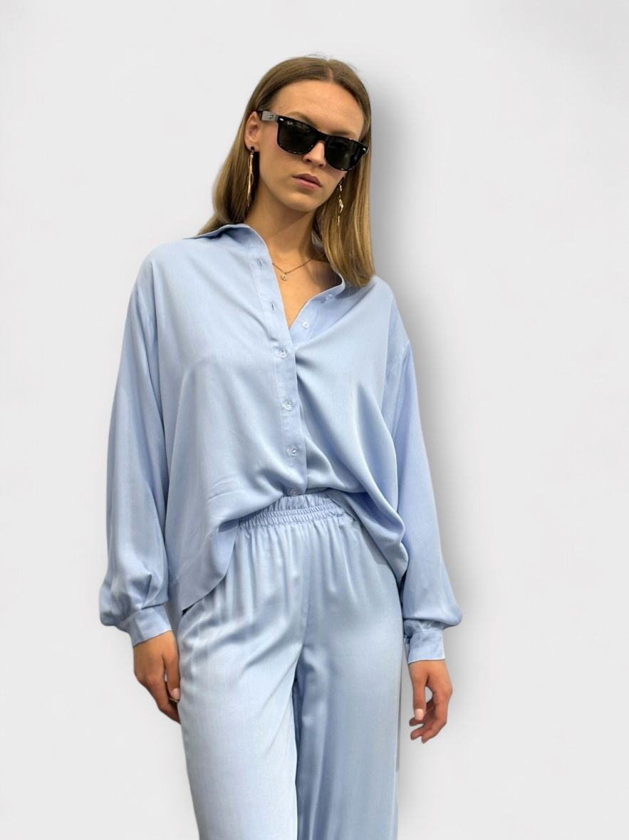 Koszula MY STYLE błękitna gładka oversize 100% wiskozy