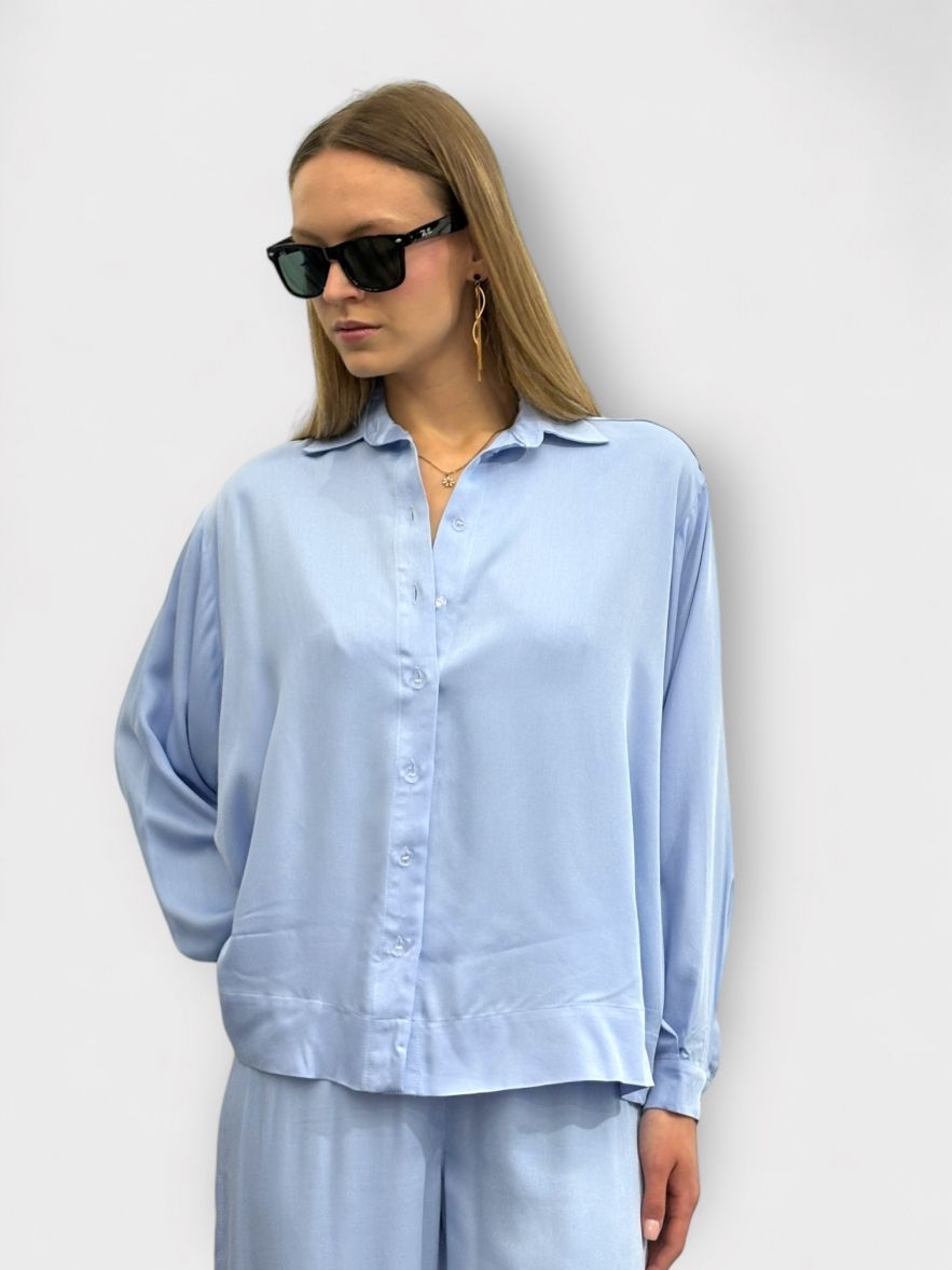 Koszula MY STYLE błękitna gładka oversize 100% wiskozy