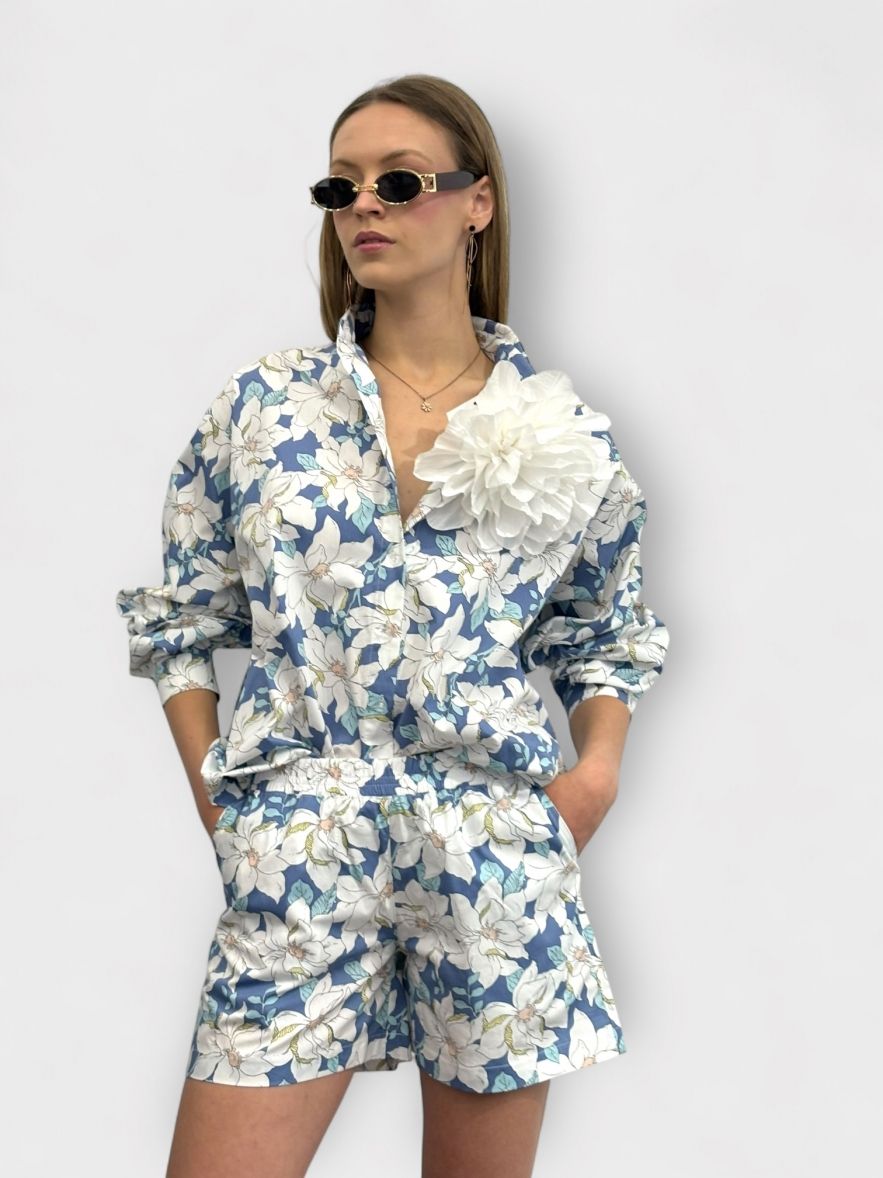 SHOP THE LOOK 11 - komplet bawełna w kwiaty i sweter BAWEŁNA BLUE