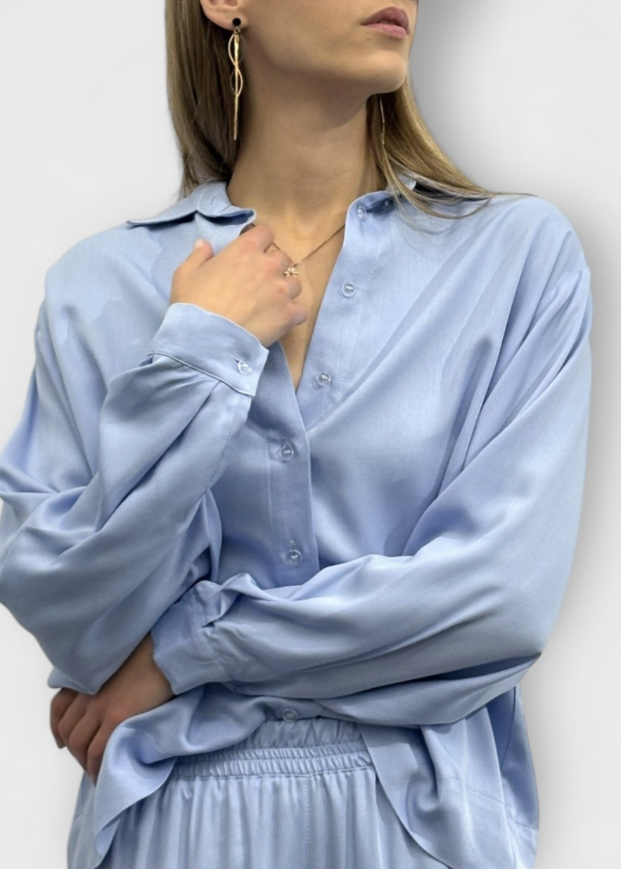 Koszula MY STYLE błękitna gładka oversize 100% wiskozy