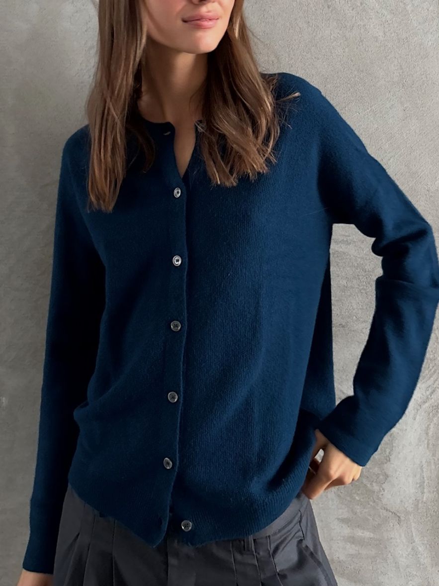 Sweter rozpinany szmaragdowy morski 100% wełna