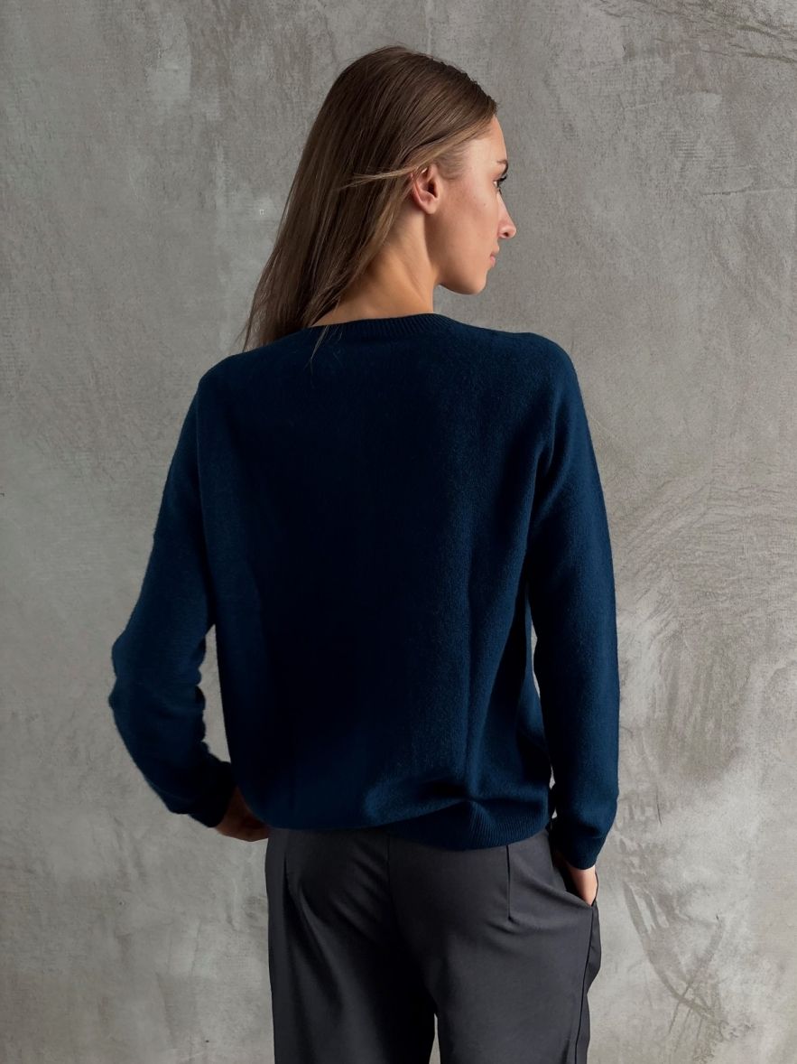 Sweter rozpinany szmaragdowy morski 100% wełna