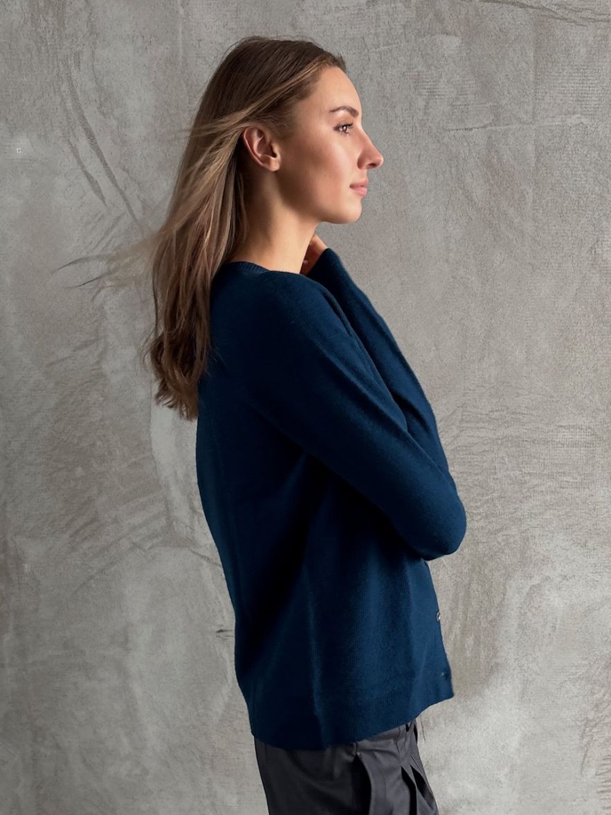 Sweter rozpinany szmaragdowy morski 100% wełna