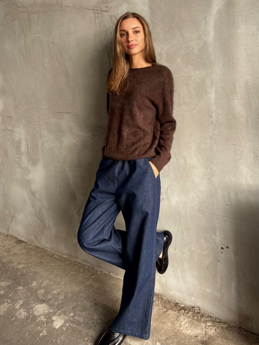 Sweter czekoladowy miękki 100% kaszmir 