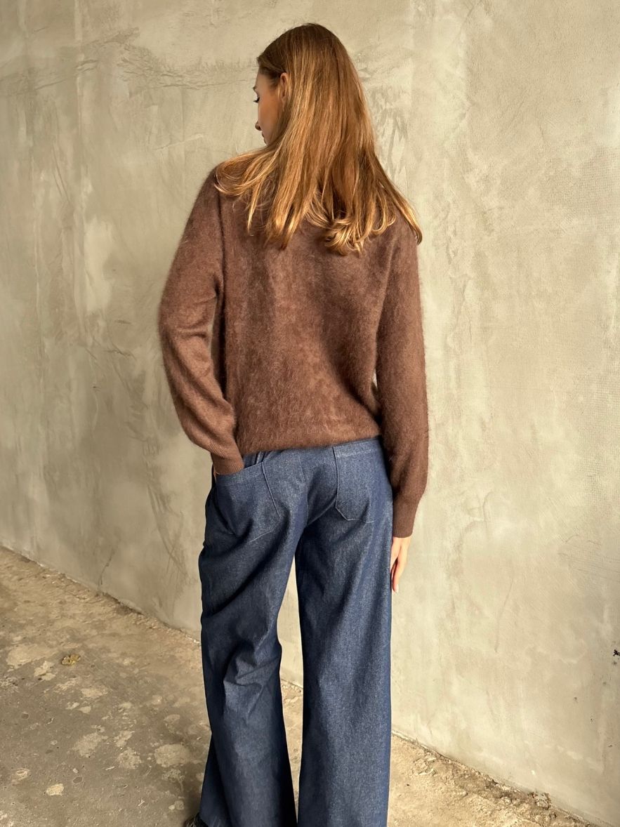 Sweter czekoladowy miękki 100% kaszmir 
