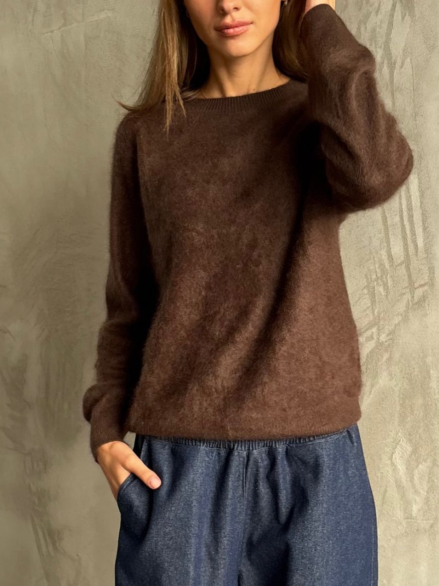 Sweter czekoladowy miękki 100% kaszmir 