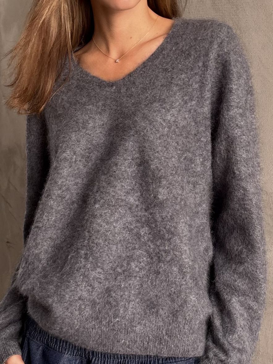 Sweter szary miękki 100% kaszmir 